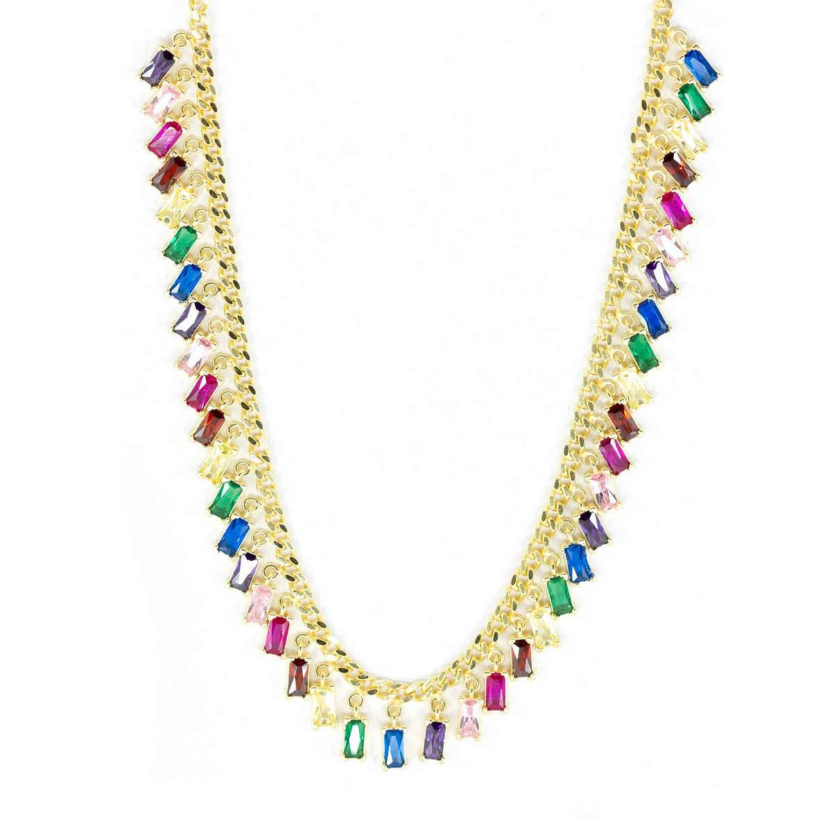 Crystal Bib Necklace in Rainbow