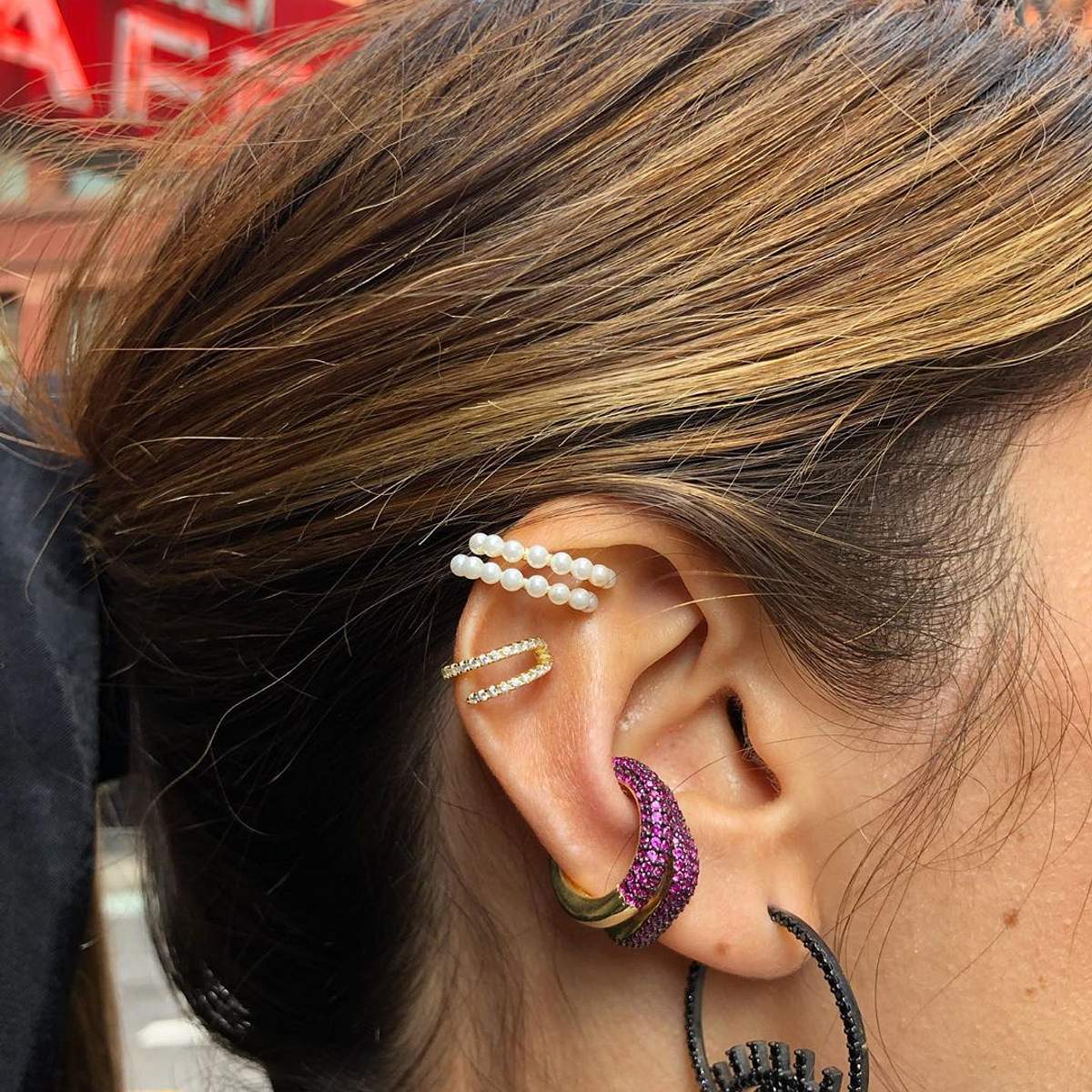 Fascinator Ear Cuff in Pink