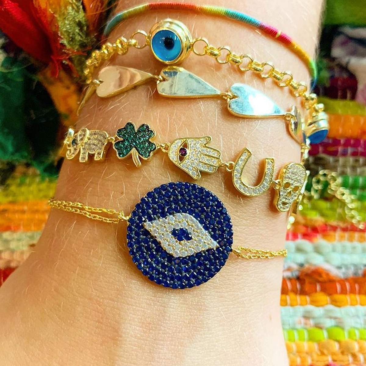 Indigo Double Chain Evil Eye Bracelet