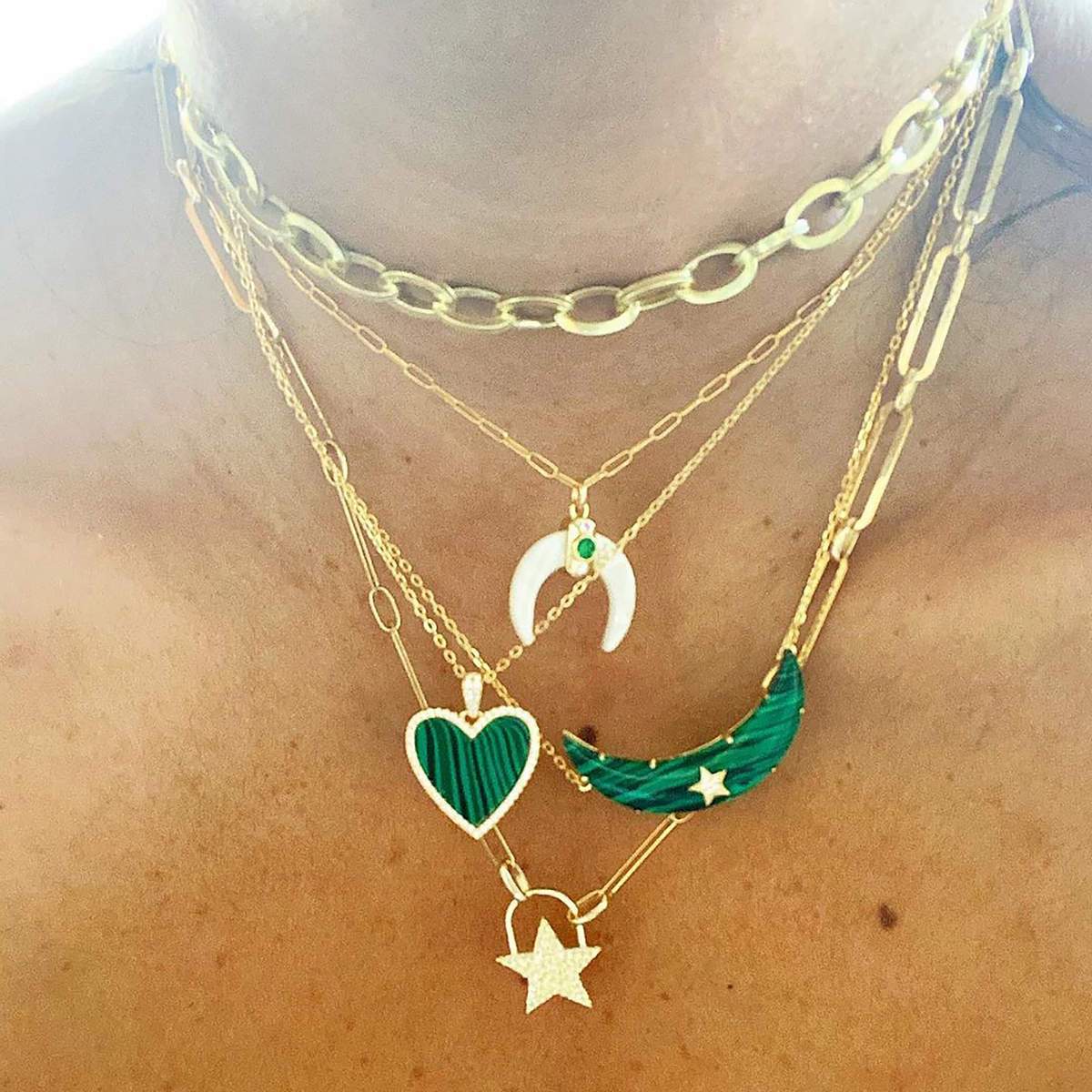 Cross My Heart Necklace in Emerald