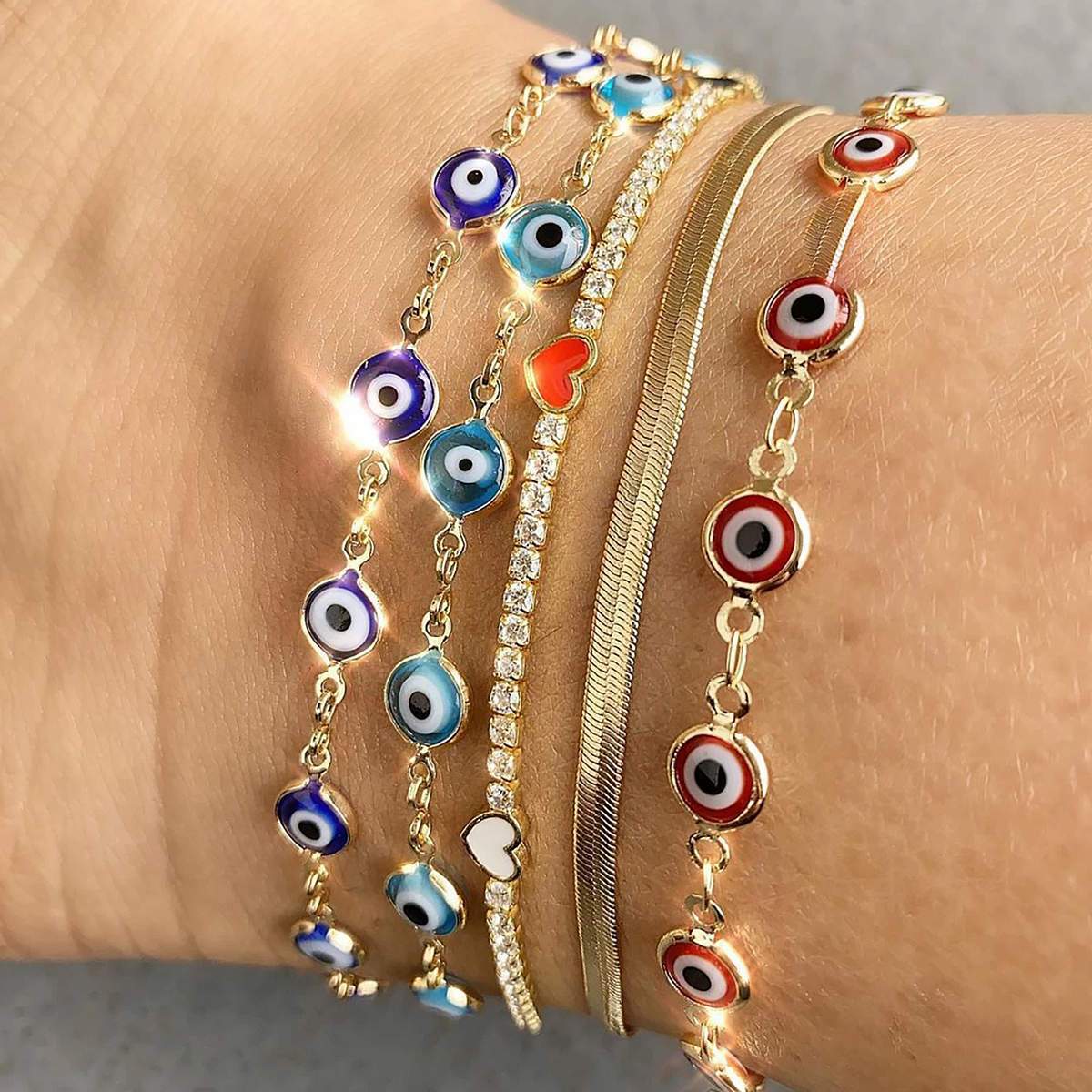 All-Seeing Evil Eye Anklet in Dark Blue