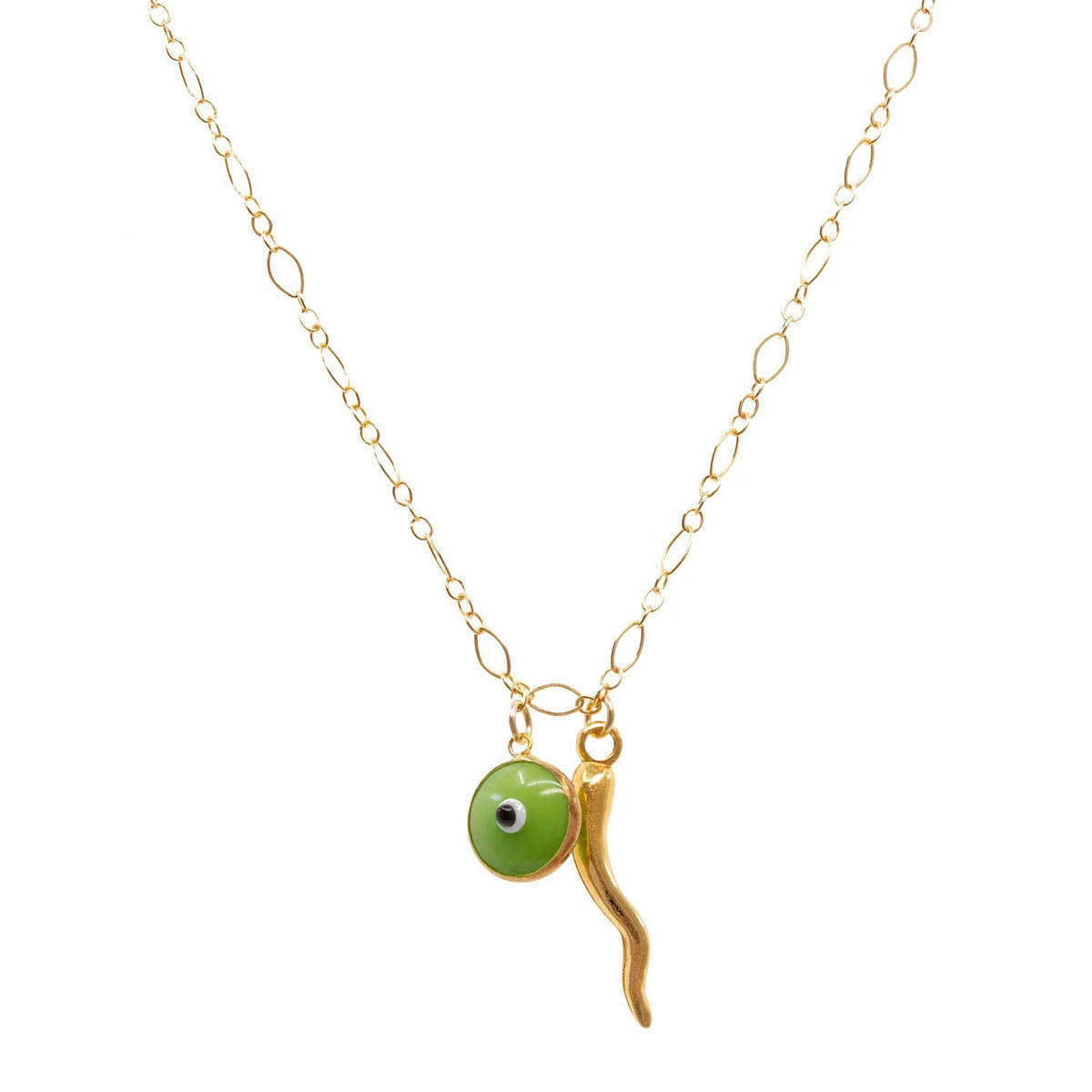 Double Dose Charm Necklace in Kelly Green