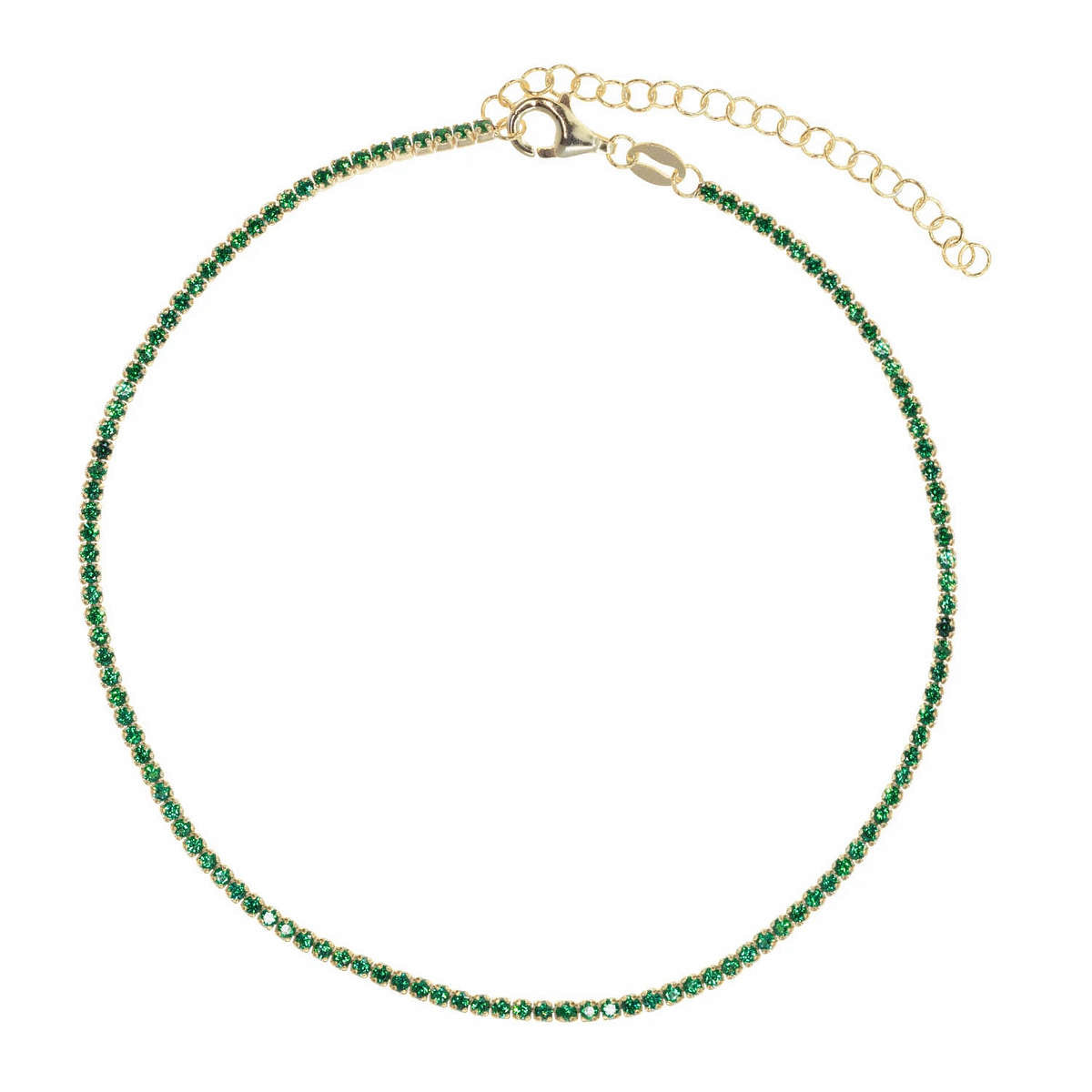 Little Gems Tennis Anklet in Emerald