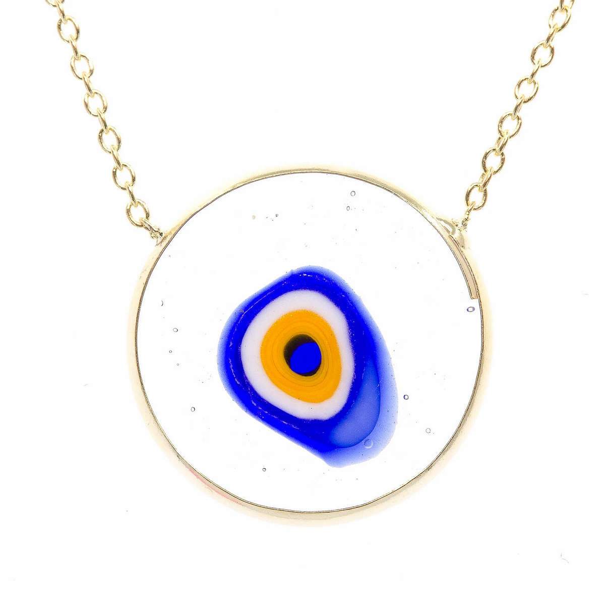 Antique Evil Eye Necklace in Clear