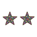 Rainbow Crystal Star Paired Studs