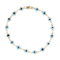 All-Seeing Evil Eye Anklet in Baby Blue