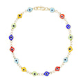 All-Seeing Evil Eye Anklet in Rainbow