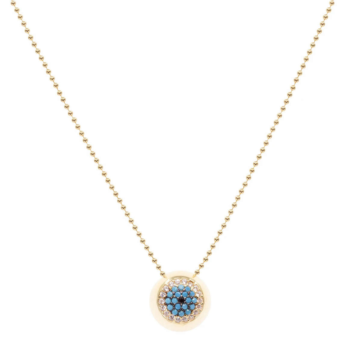 Wide-Eyed Crystal Pavé Necklace in Turquoise
