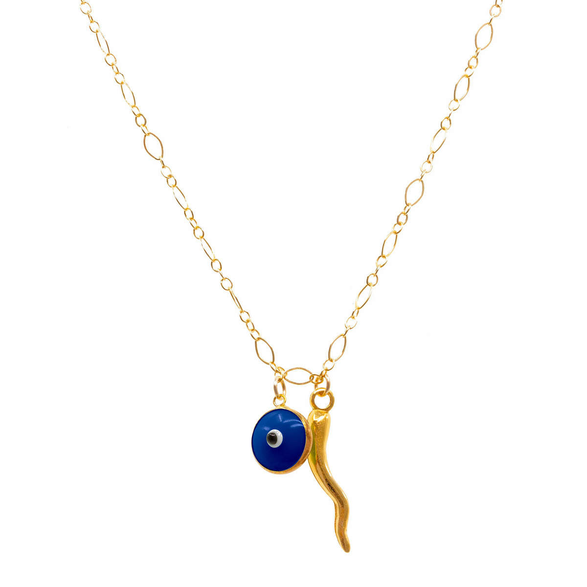 Double Dose Charm Necklace in Deep Sea