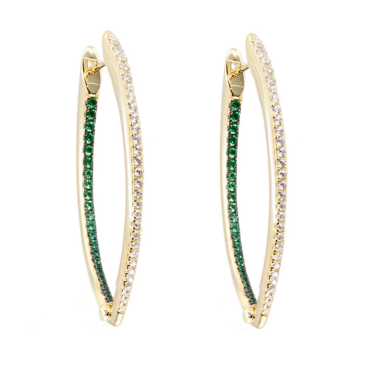 Crystal Wishbone Earrings in Emerald