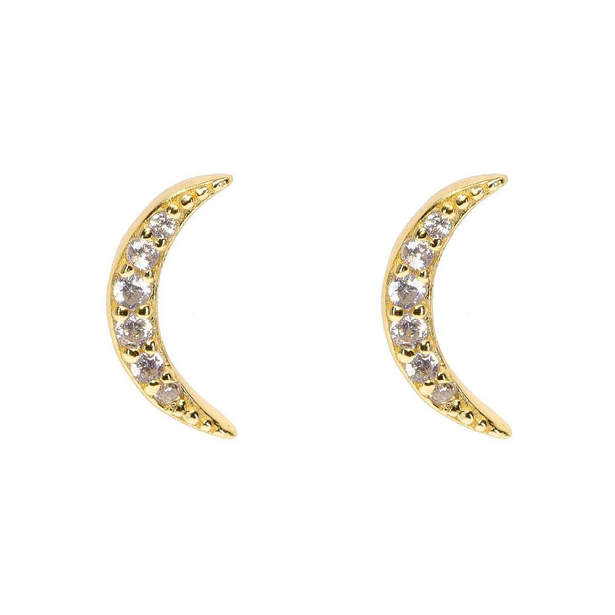 New Crescent Moon Stud in Crystal Clear