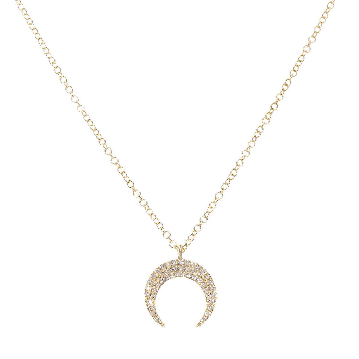 Diamond Double Horn Necklace (14K Gold)