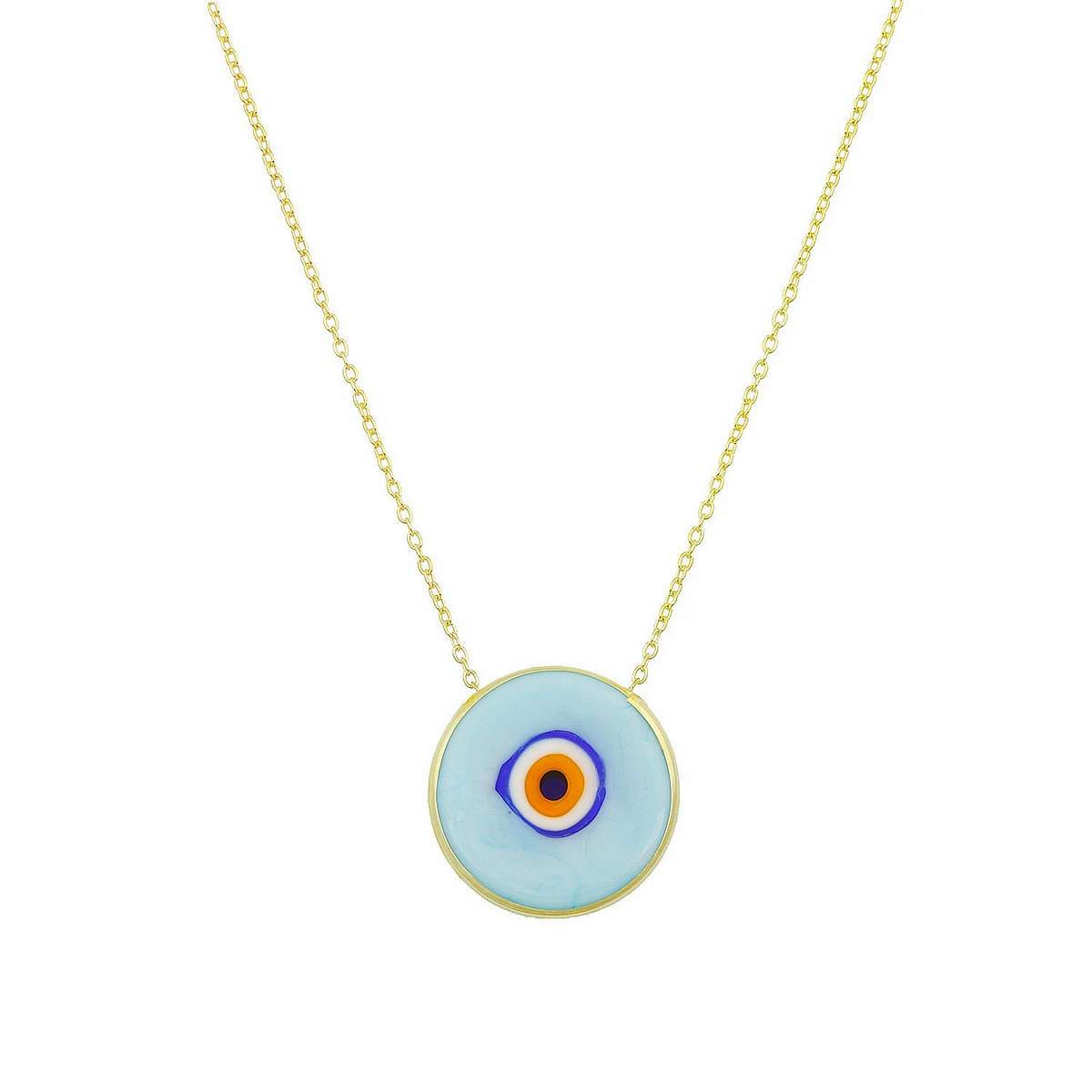 Antique Evil Eye Necklace in Baby Blue