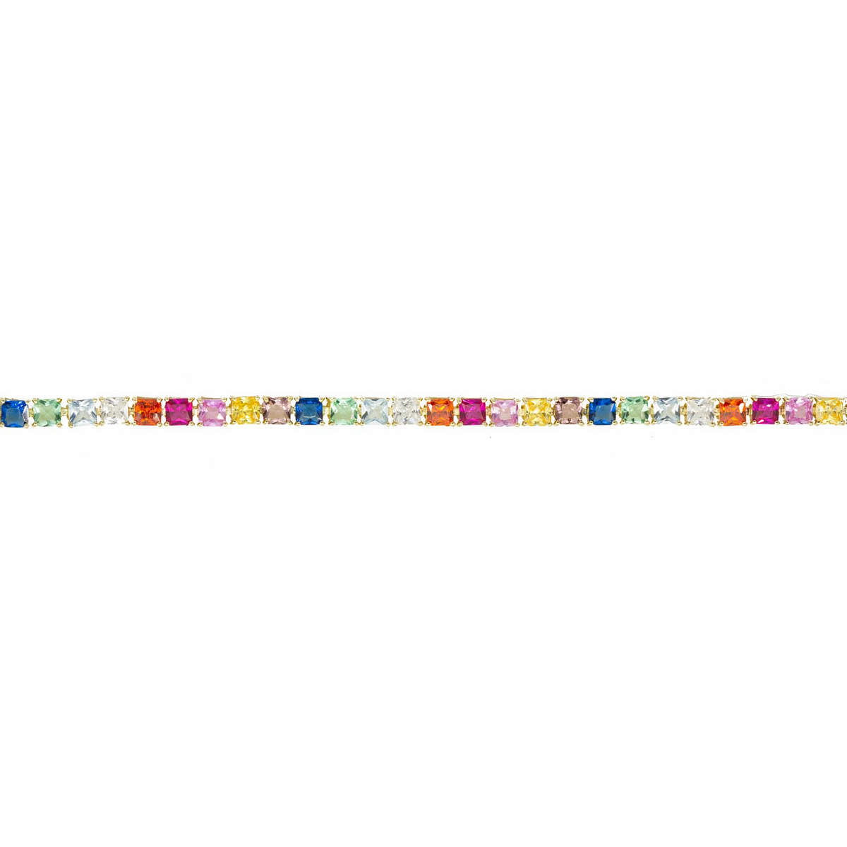 Square Rainbow Tennis Bracelet