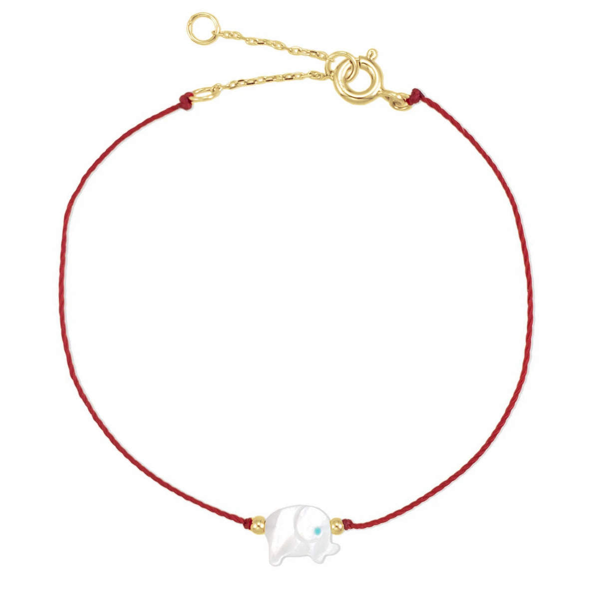 Elephant Evil Eye Cord Bracelet in Red