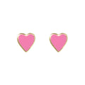 One Love Pink Heart Paired Studs