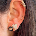 Evil Eye Paired Studs in Onyx