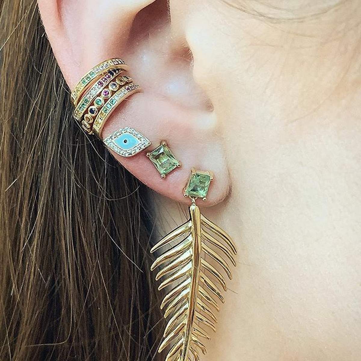 Turquoise Mini Evil Eye Paired Studs