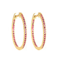 Small Ruby Pave Gold Hoops